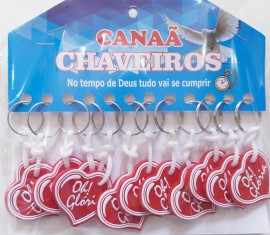 Chaveiro borracha corao oh glria,com 12 ps