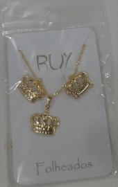 Kit pingente com brincos,(coroa)