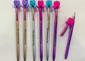 Caneta flor cristal ,com 10 ps