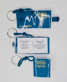 Chaveiro Bblia Plstico Bblia Sagrada Cor Azul c/12