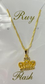 Kit corrente com pingente coroa