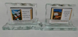 Placa vidro com bblia,cada