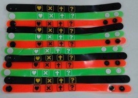 Pulseira borracha 4 pontos ,com 12 ps