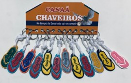 Chaveiro borracha colorida chinelo com 12 ps