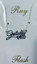 Kit corrente com pingente ( gratid�o prata)