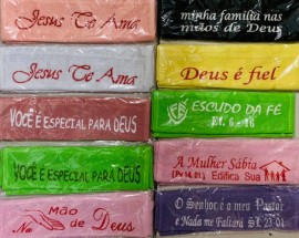 Toalha pintada pequena ( mensagens variadas),tam. 20 x 30 cm
