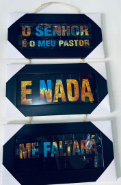 Quadro trio com corda,( o Senhor  meu pastor)