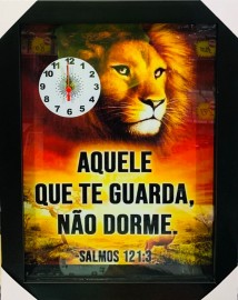 Quadro Relgio madeira com moldura e vidro individual(Aquele que te Guarda 1)