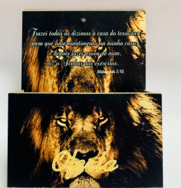 Porta envelope oferta ( leão amarelo e preto) em m.d.f pintado cada