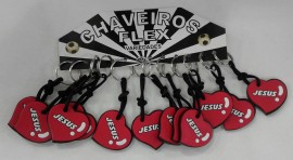 Chaveiro  borracha corao Jesus,com 12 ps
