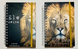 Agenda permanente leão modelo novo com elástico, cada