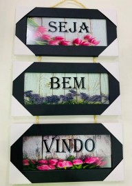 Quadro trio com corda,( seja bem vindo)