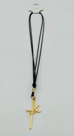 Colar cordo ( pingente f cruz dourado ), cada