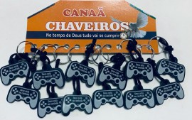 Chaveiro borracha colorida Deus est no controle com 12 ps
